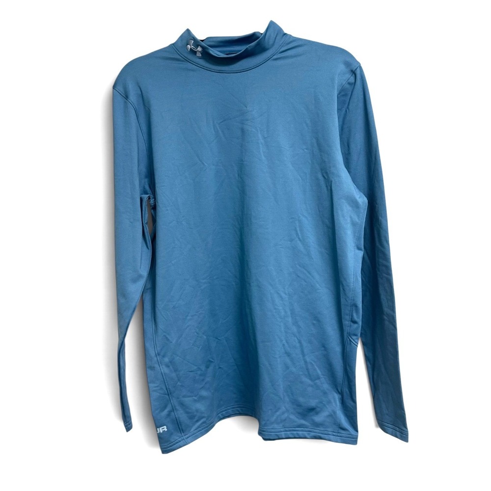 Under Armour ColdGear EVO Mens Mock Neck Long Sleeve Base Layer Blue LG 1210354